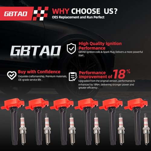 GBTAD Ignition Coil Pack & Spark Plug & Intake Manifold Gasket Set Fits for Chrysler Town Country 300 Dodge Grand Caravan Durango Journey Jeep Cherokee Wrangler JK 2011-2017 3.6 V6 Replace UF648 - Image 2