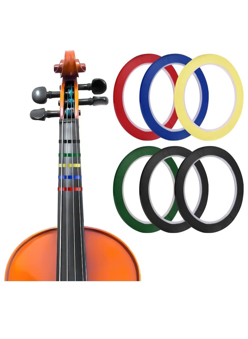 6 Rolls Violin Fingering Tape, 3mm Tape Sticker for Violin Cello Practice Beginners' Finger Position Marker (5 Colors) - Image 1