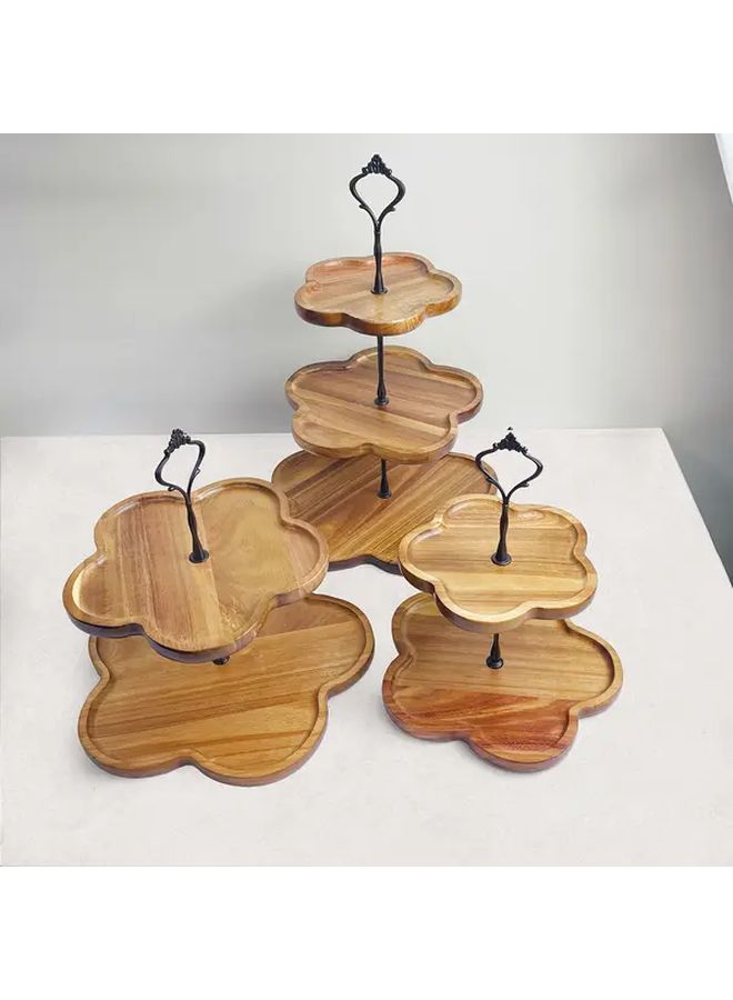 Black Small Two Layers Petal Shaped Cake Stand for Displaying Cakes Desserts Fruits Snacks Multi Layer Tray for Home Hotel Restaurant - Image 4
