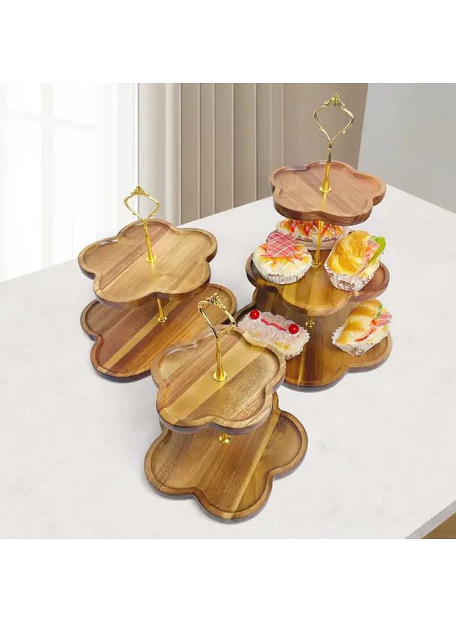 Black Small Two Layers Petal Shaped Cake Stand for Displaying Cakes Desserts Fruits Snacks Multi Layer Tray for Home Hotel Restaurant - Image 2