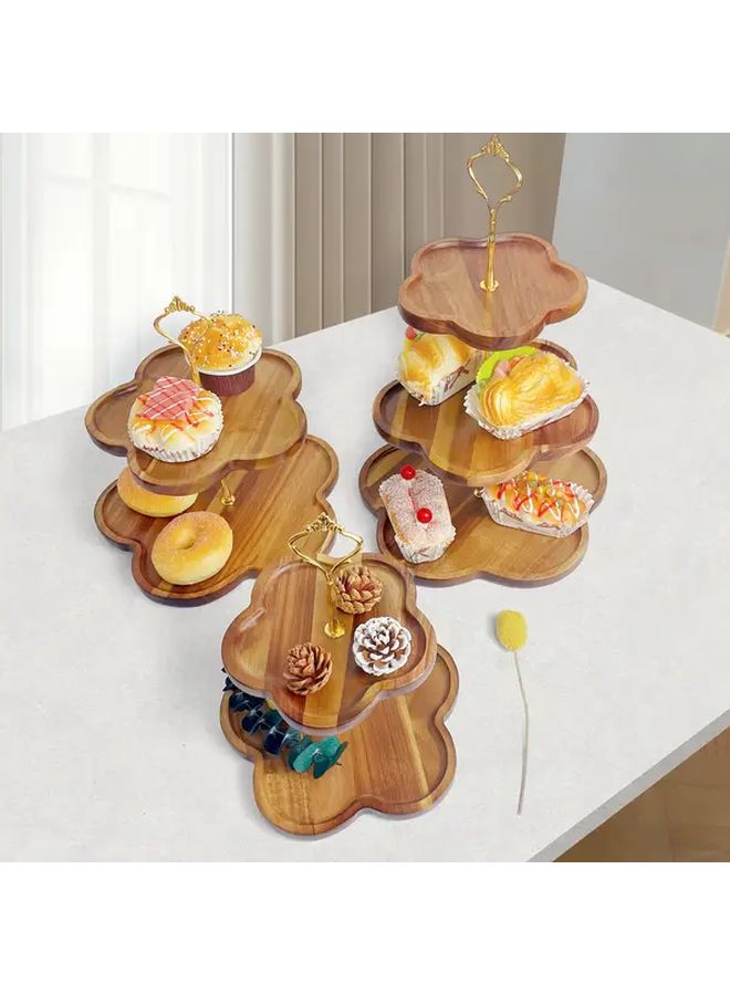 Black Small Two Layers Petal Shaped Cake Stand for Displaying Cakes Desserts Fruits Snacks Multi Layer Tray for Home Hotel Restaurant - Image 1
