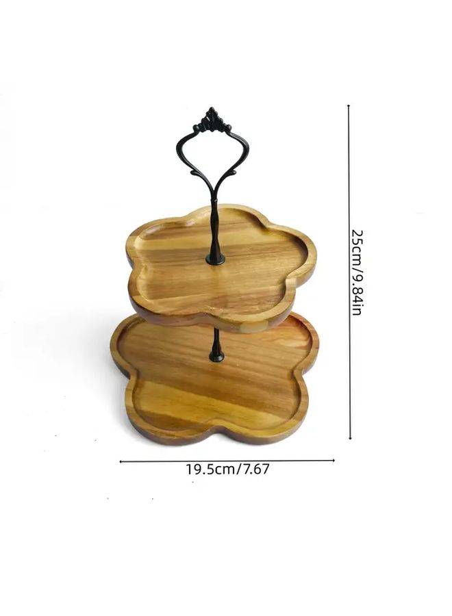 Black Small Two Layers Petal Shaped Cake Stand for Displaying Cakes Desserts Fruits Snacks Multi Layer Tray for Home Hotel Restaurant - Image 5