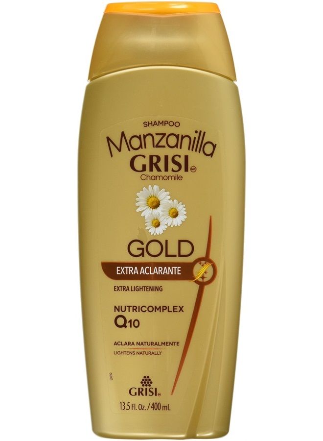 Manzanilla Grisi شامبو الذهب لاستخراج التفتيح، تأثير تفتيح وإشراق إضافي للشعر، مع مستخلص زهرة البابونج والكركم 13.50 أونصة سائلة - Image 1