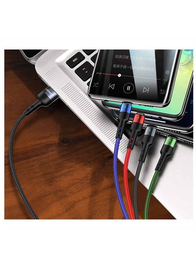 Usams 2Pack Multi Charging Cable YOUSAMS Multiple Charger Cord Nylon Braided 10ft/3m 4 in 1 USB Charge Cord with Phone/Type C/Micro USB Connector for Phone/Galaxy S9/S8/S7 and More - Image 1