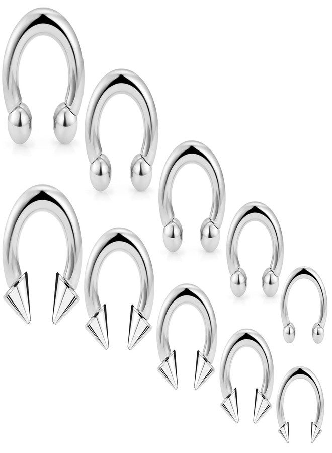 Ocptiy 6G 8G 12G 14G 16G Ear Earrings Gauges Septum Plugs Tunnels Stretching Kit Surgical Stainless Steel Horseshoe Eyebrow Lip Belly Nipple Ring Cartilage Helix Tragus Earrings Piercing Kit - Image 1