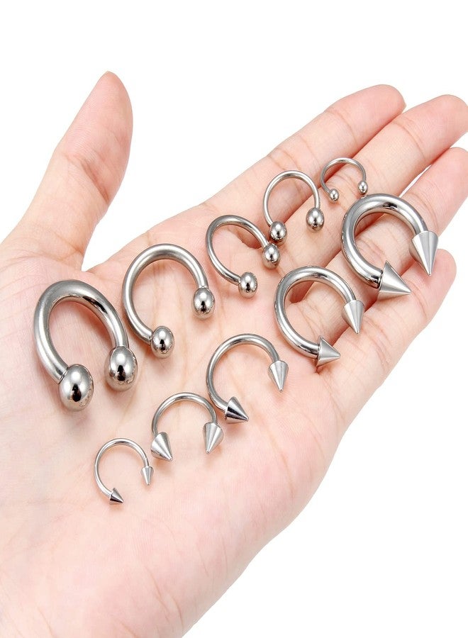 Ocptiy 6G 8G 12G 14G 16G Ear Earrings Gauges Septum Plugs Tunnels Stretching Kit Surgical Stainless Steel Horseshoe Eyebrow Lip Belly Nipple Ring Cartilage Helix Tragus Earrings Piercing Kit - Image 5