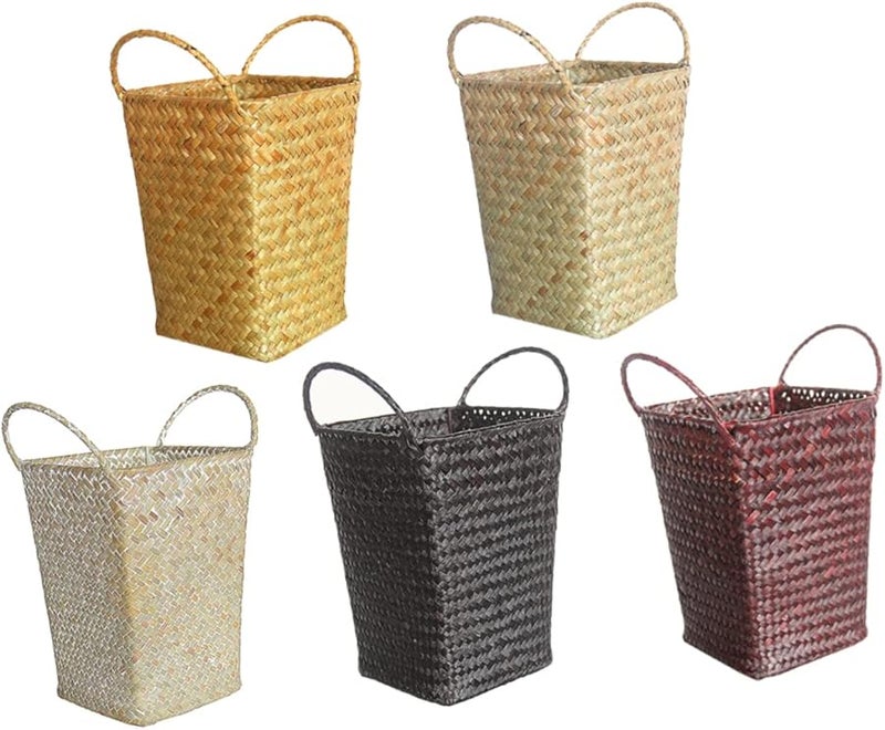 Black Woven Rattan Storage Basket with Handles for Laundry Towels Home Decor - Image 4