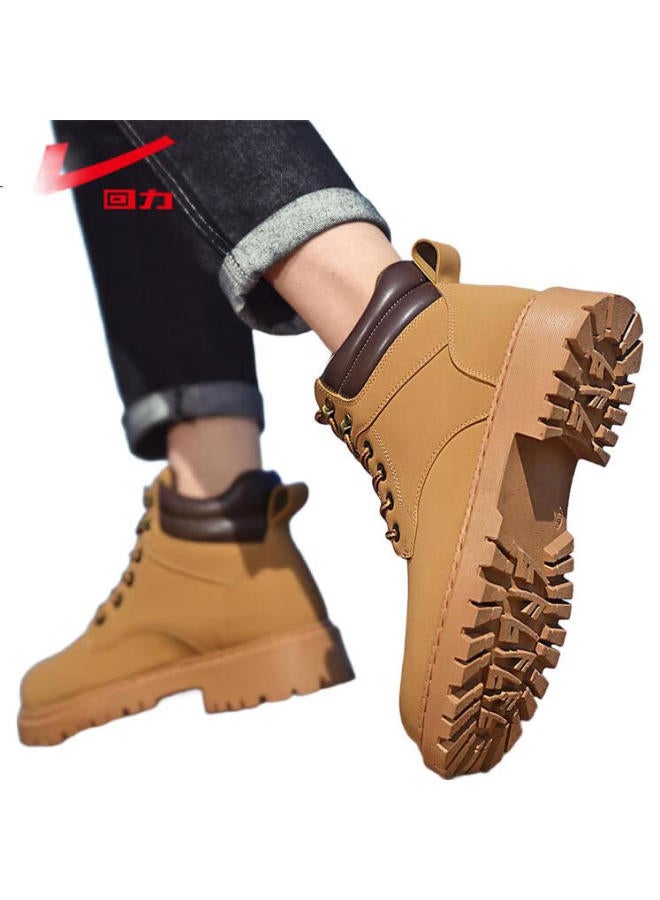 Pull Back Warrior Official Men'S Martin Boots Spring New Casual Retro Outdoor Mountaineering Sports Shoes British Style Big Yellow Boots - Image 1
