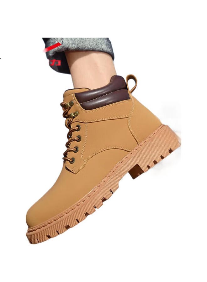 Pull Back Warrior Official Men'S Martin Boots Spring New Casual Retro Outdoor Mountaineering Sports Shoes British Style Big Yellow Boots - Image 2