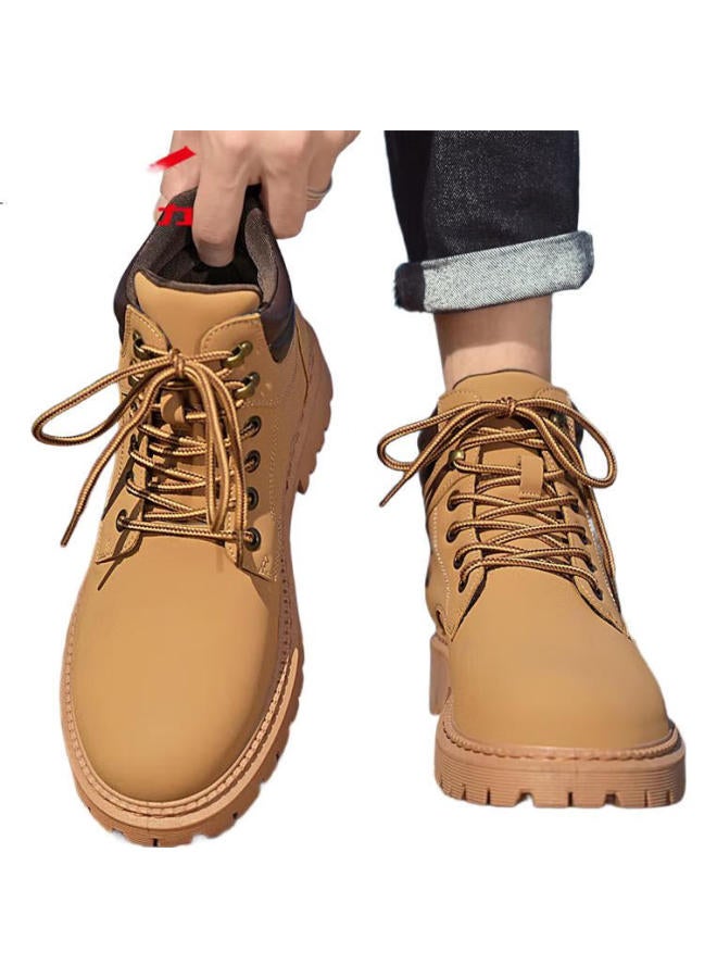 Pull Back Warrior Official Men'S Martin Boots Spring New Casual Retro Outdoor Mountaineering Sports Shoes British Style Big Yellow Boots - Image 3