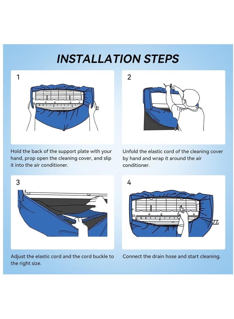 Split Air Conditioner Cleaning Cover, Air Conditioner Waterproof Cover Bag, Air Conditioner Cleaning Kit, Wall Mounted Air Conditioner Service Bag Large Size for 2P-3P with 110.24 Inch Hose - Image 3