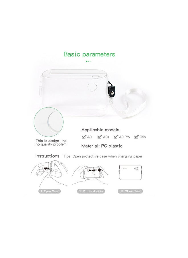 PeriPage Transparent Protective Case Cover with Portable Hand Rope for A9/A9s/A9 Pro/Q9s Mini Pocket BT Thermal Printer Label Maker  - Image 5
