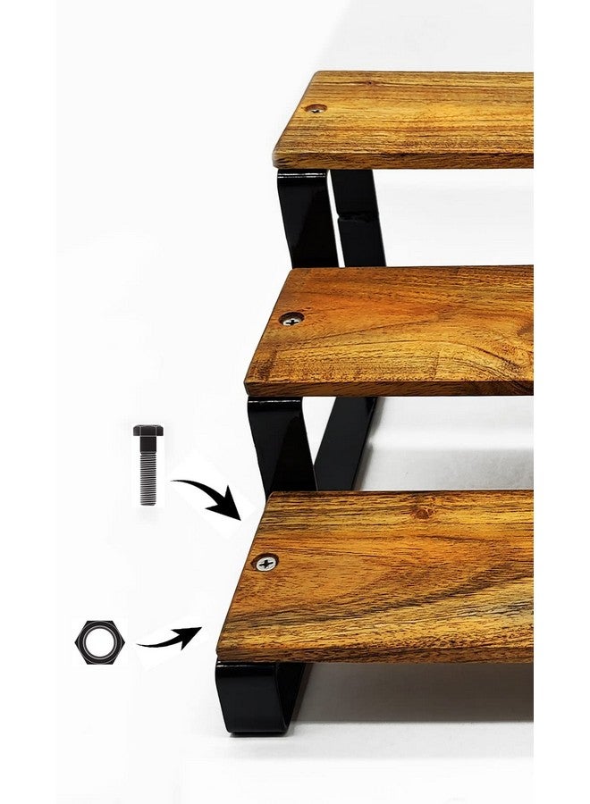 appeasy 3-Tier Standing Spice Rack Organizer Step Shelf Countertop Jar Bottle Storage Holder for Kitchen Cabinet Cupboard (Pack of 1-Brown) - Image 2