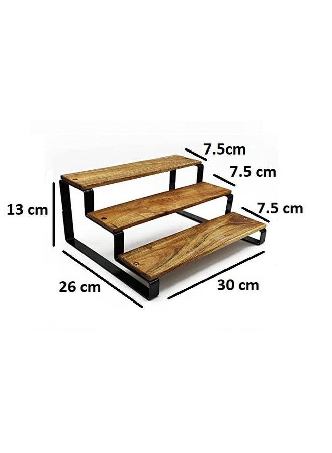 appeasy 3-Tier Standing Spice Rack Organizer Step Shelf Countertop Jar Bottle Storage Holder for Kitchen Cabinet Cupboard (Pack of 1-Brown) - Image 3