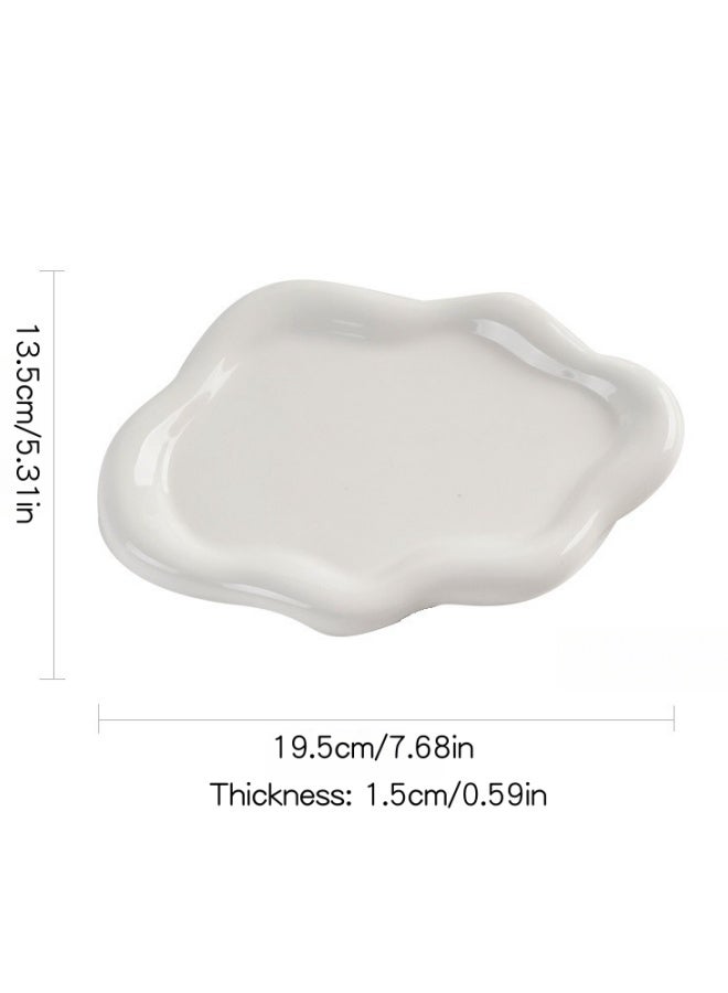 SHABILI Cloud Shape Ceramic Decorative Tray，Dresser Jewelry Ring Dish Tank Storage Kitchen Countertop Organizer Plate Holder for Perfume Towel Bathroom Accessories, Coffee Table Tray for Living Room, Bathroom  - Image 5