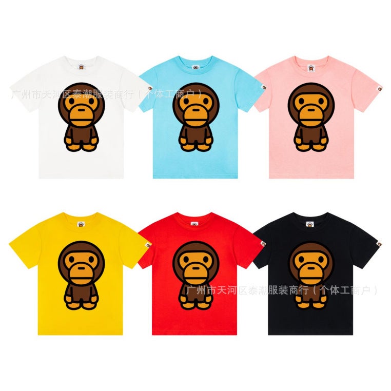 بايب تيشيرت صيفي مموه بقرد كبير للأولاد والبنات، كاجوال ومتعدد الاستخدامات - Image 2