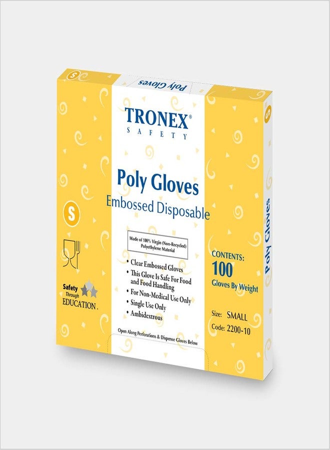 TRONEX- PE Disposable Gloves, Economic Choice, Powder-Free, Latex Free, Food Safe, Clear, Small (Box of 100) - Image 1