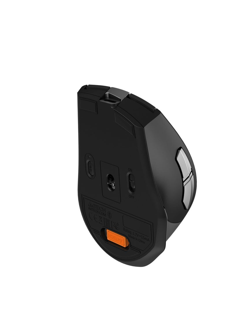 A4TECH - Dual Mode Wireless/Bluetooth Mouse With Silent Click FB35S, Dual Connectivity Mode, 2000 DPI 3-Level Adjustable, Windows, Mac, Chrome OS, Android, Grey - Image 1