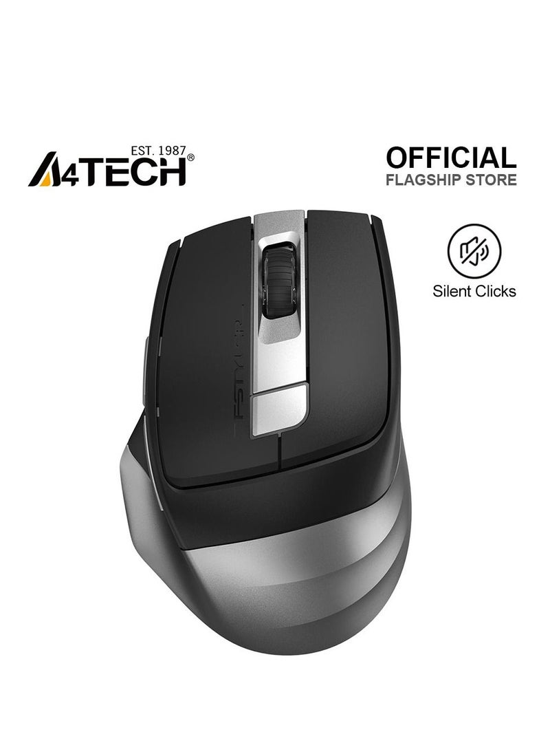 A4TECH Dual Mode Wireless/Bluetooth Mouse With Silent Click FB35S, Dual Connectivity Mode, 2000 DPI 3-Level Adjustable, Windows, Mac, Chrome OS, Android, Grey  - Image 1
