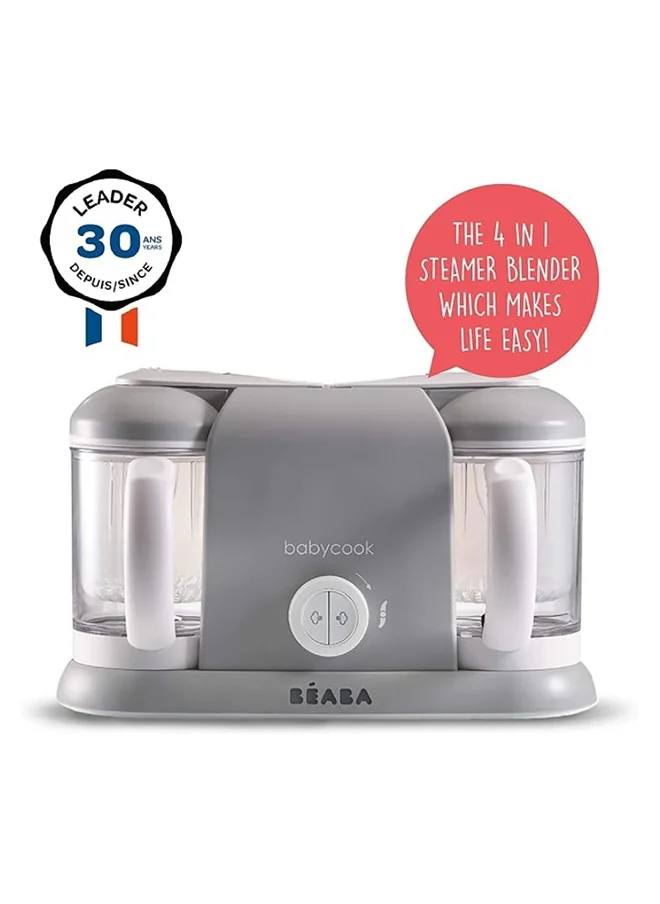 BEABA Babycook Duo 4-In-1 Baby Food Maker And Steamer With Dual Capacity, Dark Grey