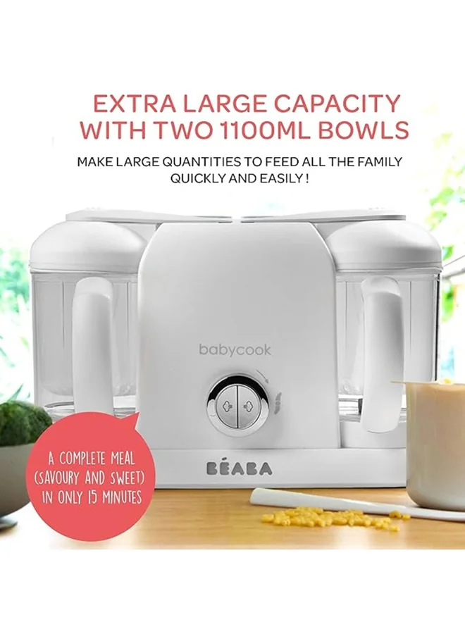 BEABA Babycook Duo 4-In-1 Baby Food Maker And Steamer With Dual Capacity, Dark Grey