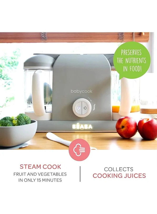 BEABA Babycook Duo 4-In-1 Baby Food Maker And Steamer With Dual Capacity, Dark Grey