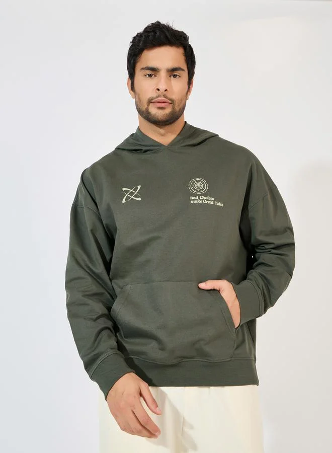 Styli Front and Back Graphic Print Oversized Hoodie