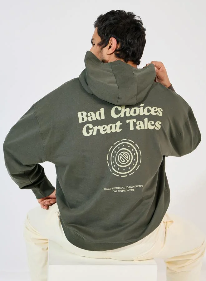 Styli Front and Back Graphic Print Oversized Hoodie