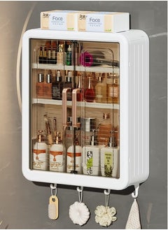 GoldenLike Bathroom Wall Cabinet,3-Tier Medicine Cabinet with Door Multifunction Kitchen Organizer Storage Makeup Sorage Box,Space Saver Storage Cabinet for Bathroom Laundry Kitchen Living Room  - Image 1