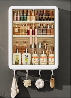 GoldenLike Bathroom Wall Cabinet,3-Tier Medicine Cabinet with Door Multifunction Kitchen Organizer Storage Makeup Sorage Box,Space Saver Storage Cabinet for Bathroom Laundry Kitchen Living Room  - Image 2
