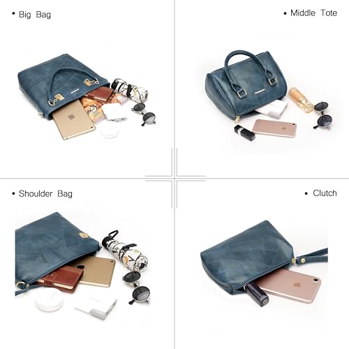 2E-youth Designer Purses and Handbags for Women Satchel Shoulder Bag Tote Top Handle Bag (5C-Denim Blue) - Image 5