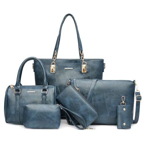 2E-youth Designer Purses and Handbags for Women Satchel Shoulder Bag Tote Top Handle Bag (5C-Denim Blue) - Image 1