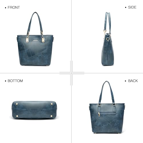 2E-youth Designer Purses and Handbags for Women Satchel Shoulder Bag Tote Top Handle Bag (5C-Denim Blue) - Image 4