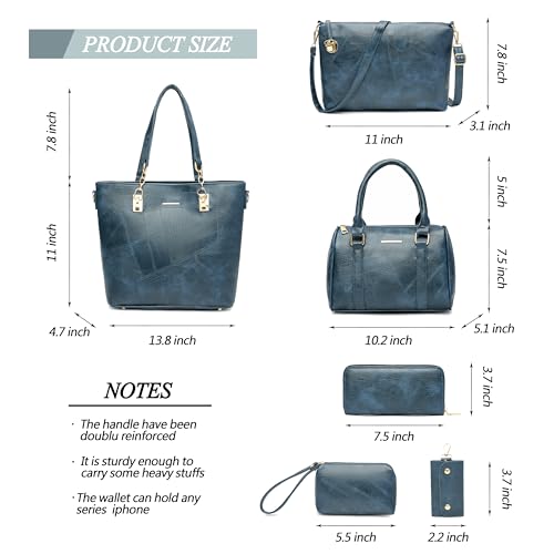 2E-youth Designer Purses and Handbags for Women Satchel Shoulder Bag Tote Top Handle Bag (5C-Denim Blue) - Image 3
