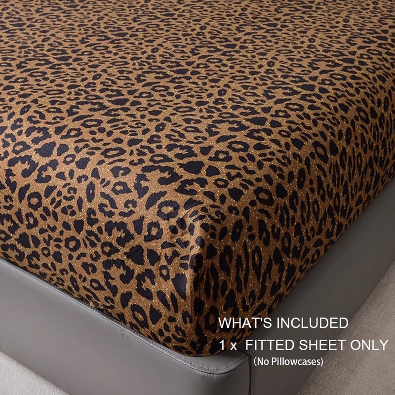 mixinni 100% Soft Microfiber Leopard Pattern Fitted Sheet Bed Sheet 15" Deep Pocket Queen Size-1 Fitted Sheet - Image 2