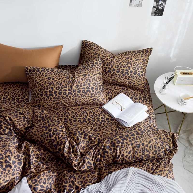 mixinni 100% Soft Microfiber Leopard Pattern Fitted Sheet Bed Sheet 15" Deep Pocket Queen Size-1 Fitted Sheet - Image 5