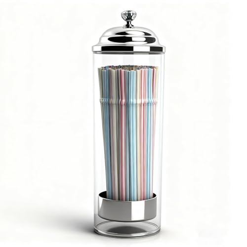 Dukars Straw Dispenser,Drinking Straw Holder for Kitchen, Pop Up Straw Lid Dispenser,Includes 100 pcs Straws (Straws-100) - Image 1