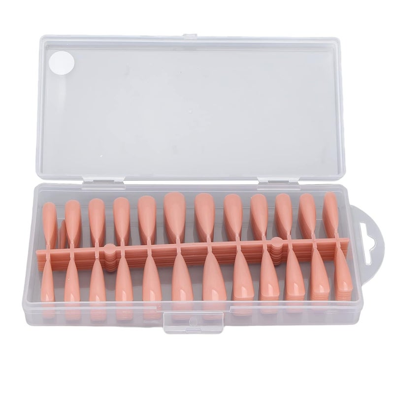 Extra Long Full Cover Artificial Nail Tips Set 240pcs Milk Coffee Color for Salon Home Wedding Party - Image 1