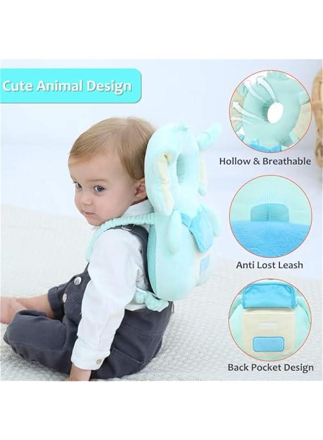 Gonice Baby Walker Head Protector Backpack, Toddler Adjustable Baby Head Protection Fall Pillow Safety Pad for Baby Walking and Crawling (Green Elephant)  - Image 3
