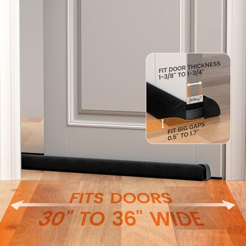 fowong Under Door Draft Stopper 30" to 36" Adjustable Draft Stopper for Bottom of Door, Soundproofing Noise Blocker Seal Gap up to 1.7", Easy to Install, Black - Image 2