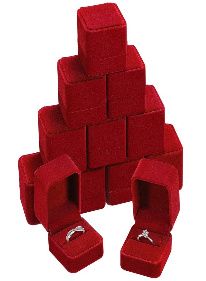 زانماي علبة مجوهرات مخملية من زانماي، 12 قطعة، علبة خواتم وأقراط، علب هدايا لعيد الميلاد، للنساء، حفلات الزفاف، الخطوبة، أعياد الميلاد، الذكرى السنوية، عيد الحب، 2.12 × 1.77 × 2 بوصة (أحمر) - Image 1