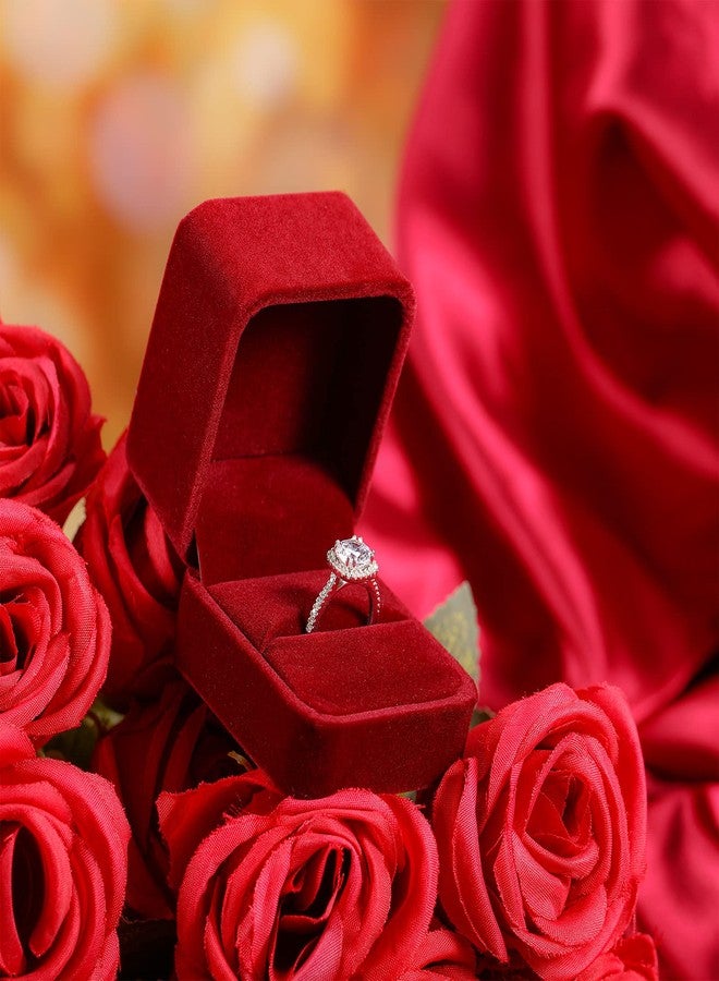 زانماي علبة مجوهرات مخملية من زانماي، 12 قطعة، علبة خواتم وأقراط، علب هدايا لعيد الميلاد، للنساء، حفلات الزفاف، الخطوبة، أعياد الميلاد، الذكرى السنوية، عيد الحب، 2.12 × 1.77 × 2 بوصة (أحمر) - Image 2