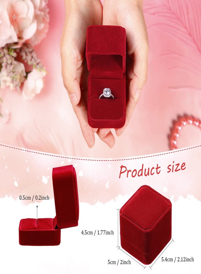 زانماي علبة مجوهرات مخملية من زانماي، 12 قطعة، علبة خواتم وأقراط، علب هدايا لعيد الميلاد، للنساء، حفلات الزفاف، الخطوبة، أعياد الميلاد، الذكرى السنوية، عيد الحب، 2.12 × 1.77 × 2 بوصة (أحمر) - Image 3