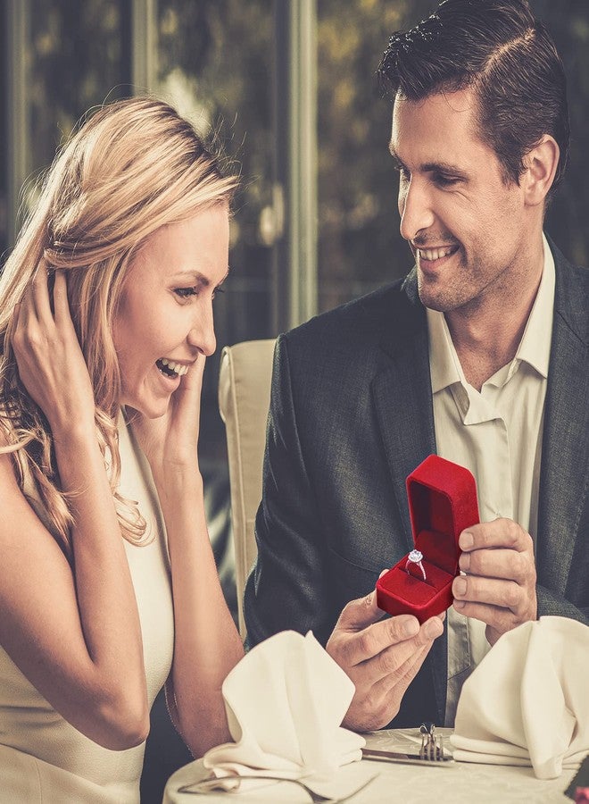 زانماي علبة مجوهرات مخملية من زانماي، 12 قطعة، علبة خواتم وأقراط، علب هدايا لعيد الميلاد، للنساء، حفلات الزفاف، الخطوبة، أعياد الميلاد، الذكرى السنوية، عيد الحب، 2.12 × 1.77 × 2 بوصة (أحمر) - Image 4