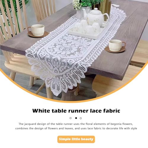 PCMURSAL 4 Pack Cotton Crochet Lace Rectangular Table Runner Dresser Scarf Doilies, 13'' X 44'' White Cotton Dresser Scarf Table Runner for Bedroom Furniture, Home Decor - Image 3