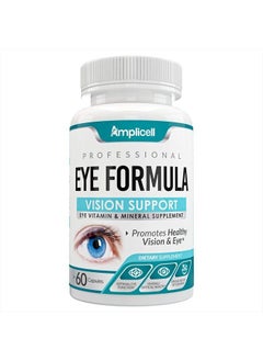 Eye Formula Vision Support - 60 Eye Vitamin Capsules - Daily Eye Vitamins with Lutein & Zeaxanthin - All-in-One Eye Health Supplement w/ Vitamin A, Vitamin E, Zinc, Calcium & More for Optimum Eye Care