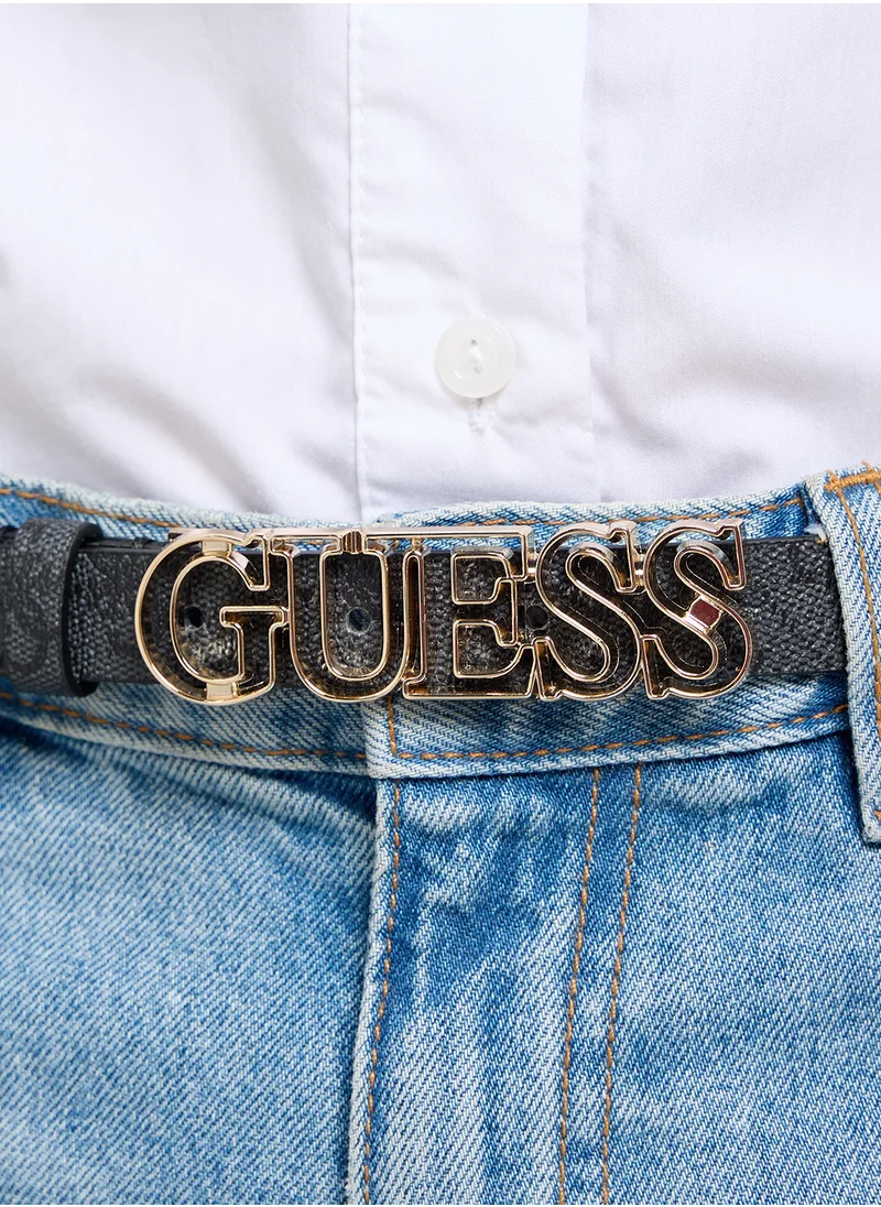 جس Logo Detailed  Allocated Hole Belt