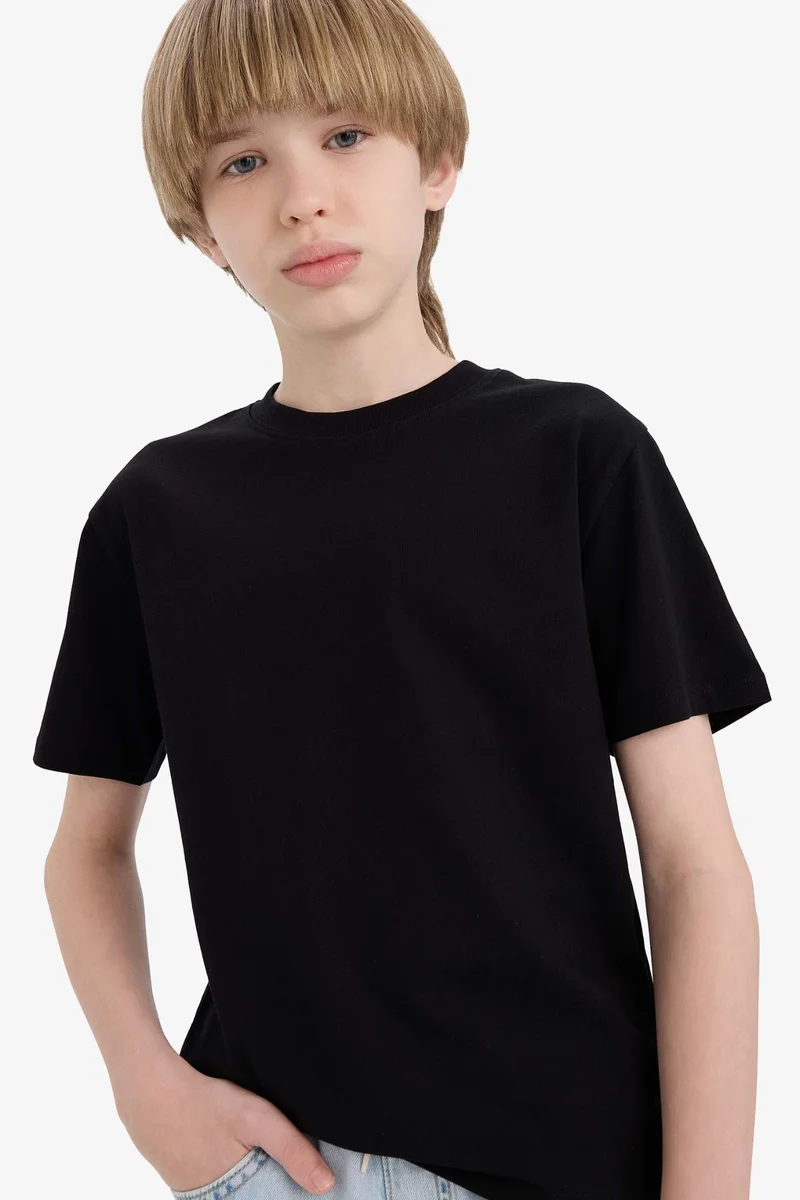 ديفاكتو Boy Crew Neck Basic Short Sleeve T-Shirt