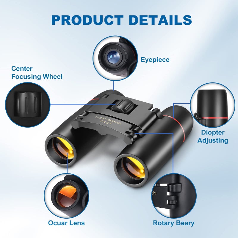 AHFLRITO Compact Binoculars, Lightweight Foldable Small Binoculars for Adults and Kids, Portable Waterproof for Bird Watching, Traveling, Theater, Opera, Concert, Hiking, Sightseeing - Image 2