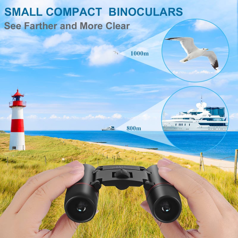 AHFLRITO Compact Binoculars, Lightweight Foldable Small Binoculars for Adults and Kids, Portable Waterproof for Bird Watching, Traveling, Theater, Opera, Concert, Hiking, Sightseeing - Image 4